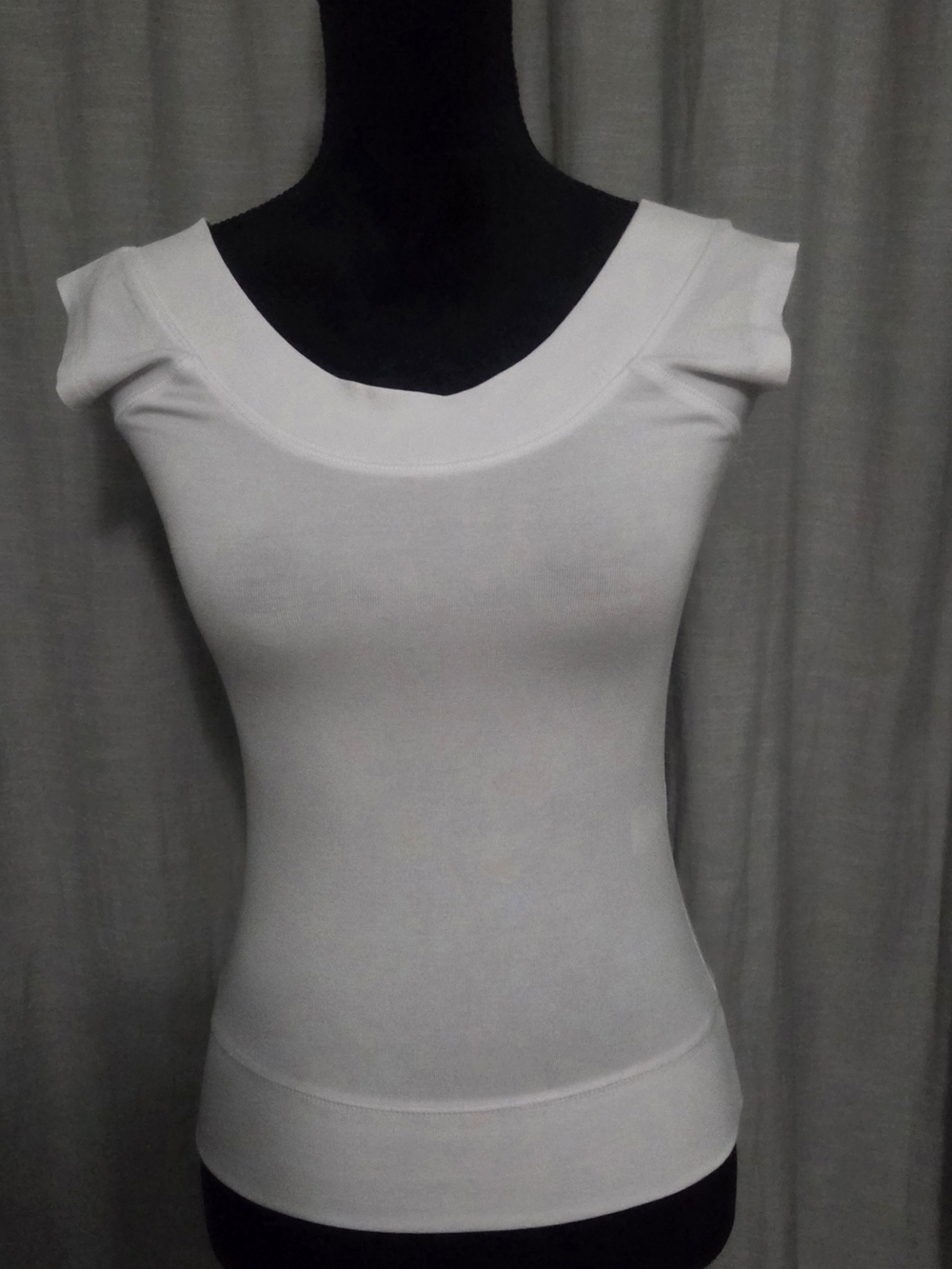 ZaraWhite Scoop Neck Cap-Sleeve Top